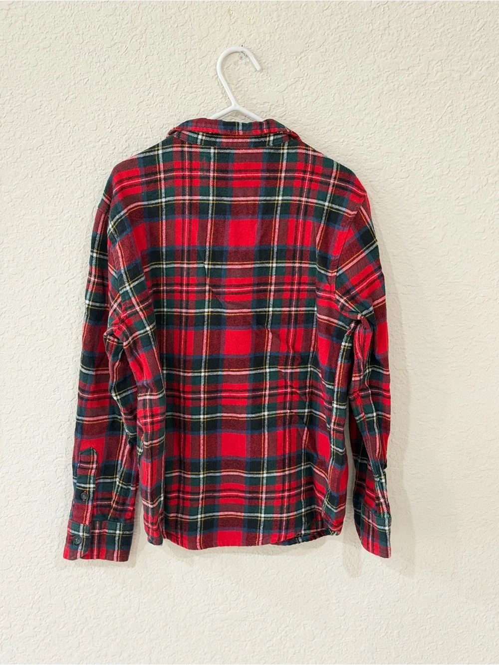 Old Navy Boys Red Plaid Flannel Button Down Shirt Size Small 100% Cotton